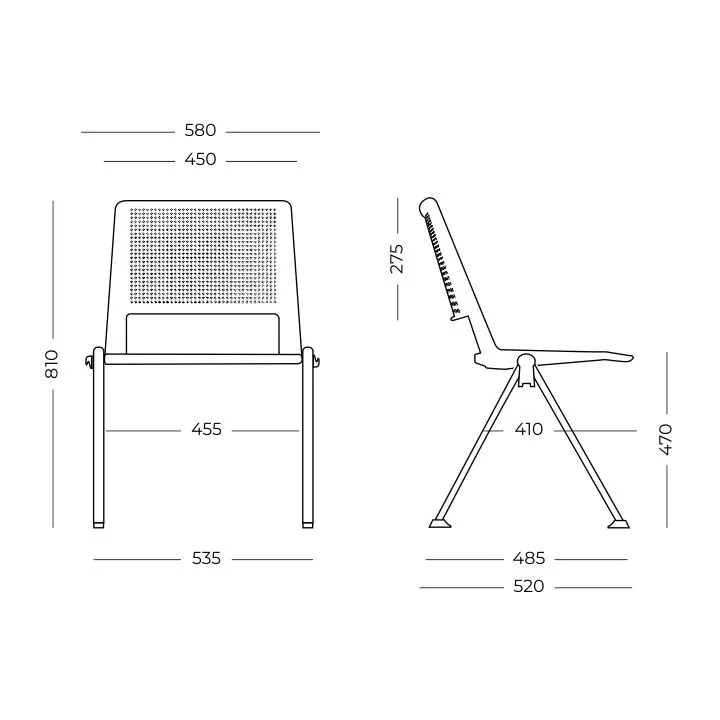 Cadeira UP Fixa - Design Italiano - Preta