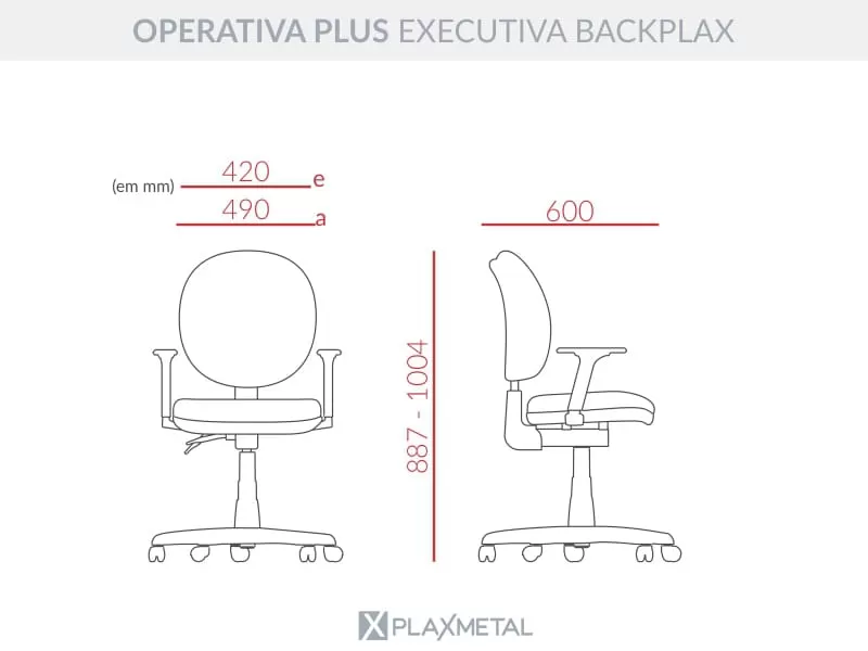 Cadeira Operativa Plus Executiva Ergonômica sem braço - Backplax - NR 17