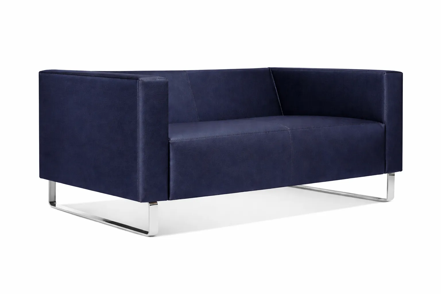 Sofá Para Recepção Genialle 3 Lugares | Pés Alumínio - Couro Ecológico - Diversas Cores