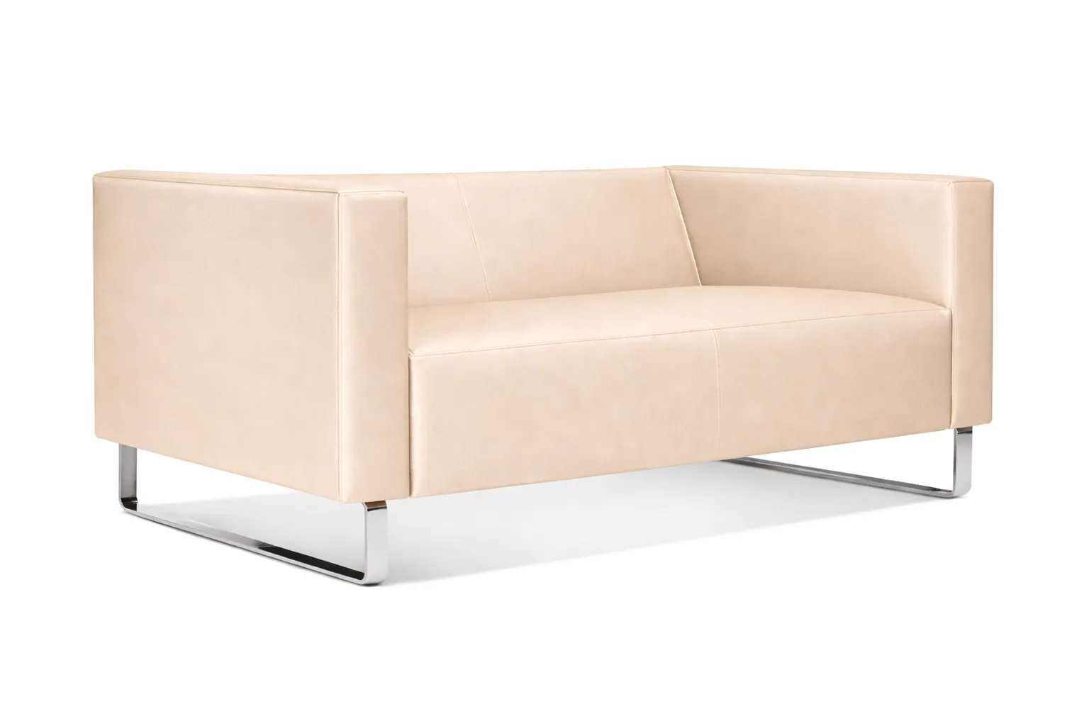 Sofá Para Recepção Genialle 3 Lugares | Pés Alumínio - Couro Ecológico - Diversas Cores