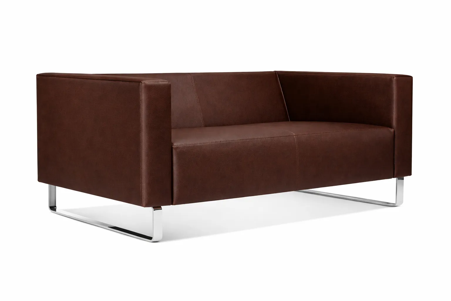 Sofá Para Recepção Genialle 3 Lugares | Pés Alumínio - Couro Ecológico - Diversas Cores