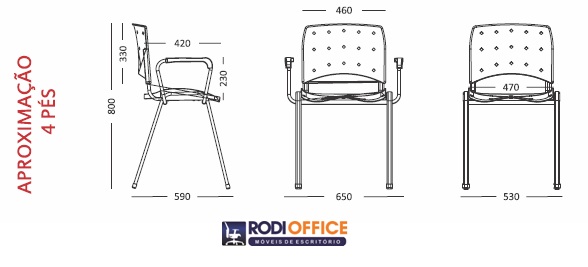 Cadeira fixa Empilhável Ergoplax | Estrutura Cinza - Assento polipropileno