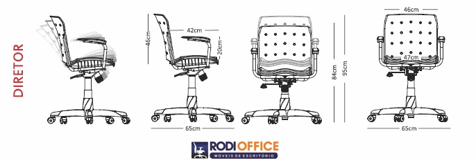  Cadeira Ergoplax Mais Diretor giratória | Com braços - Assento estofado 