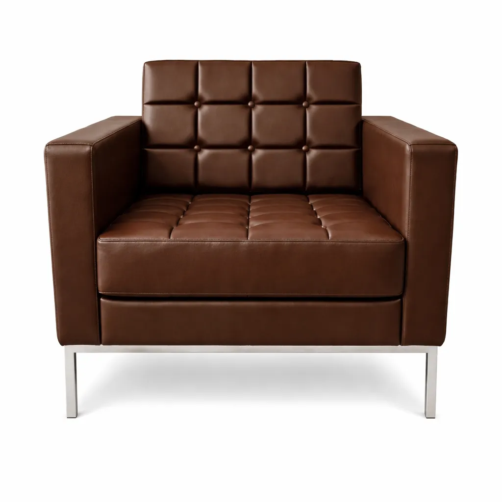 Sofá Para Recepção Milano 1 Lugar - Couro Ecológico - Diversas Cores