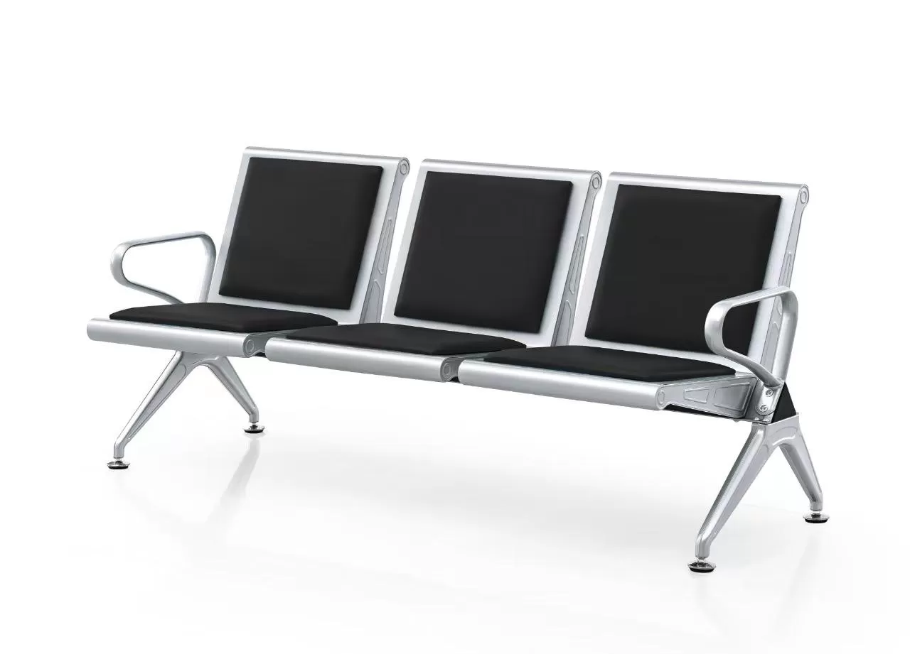 Longarina Elegance 3 Lugares - Metálica Aeroporto Reforçada | Estofada