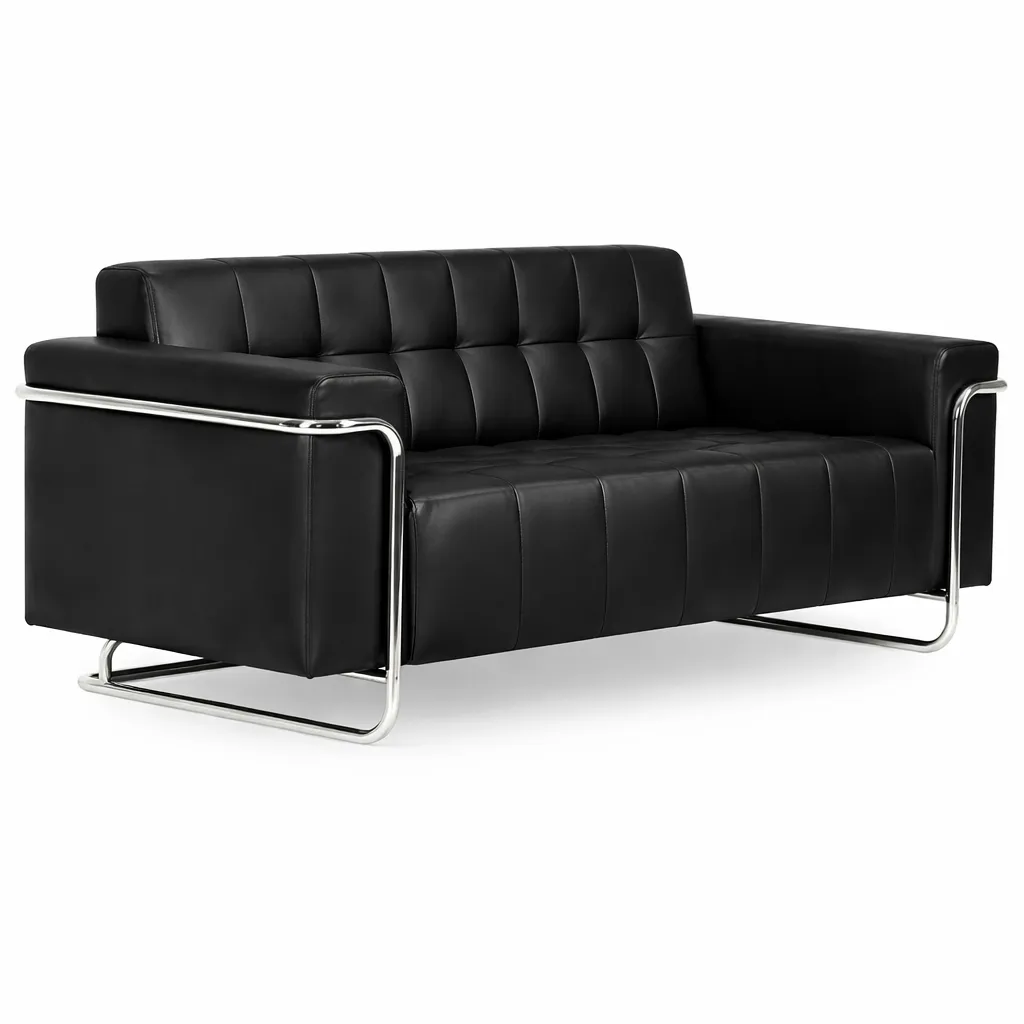 Sofá Para Recepção Mônaco 3 Lugares - Couro Ecológico - Diversas Cores