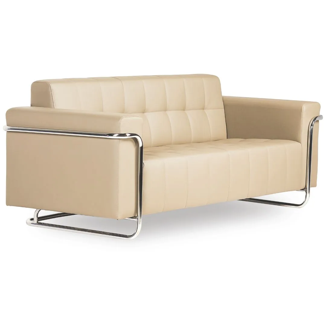 Sofá Para Recepção Mônaco 3 Lugares - Couro Ecológico - Diversas Cores