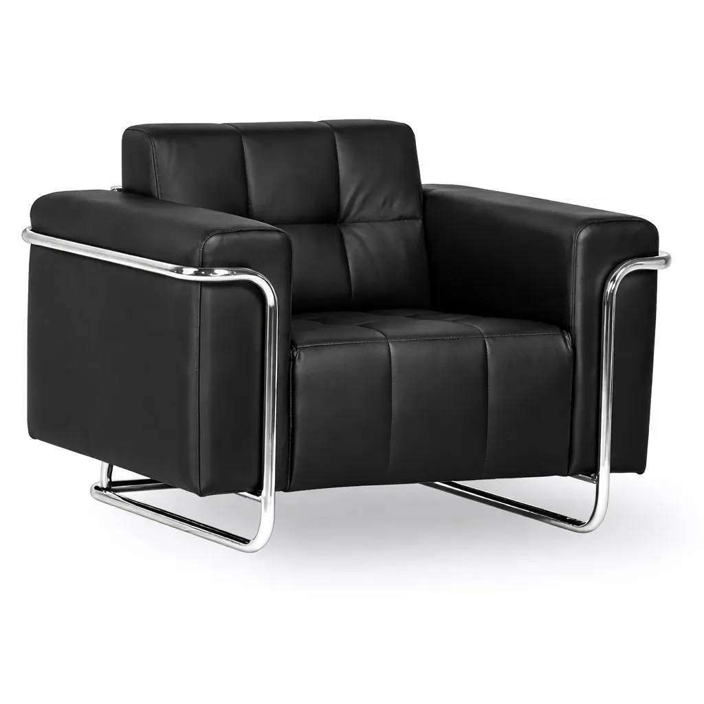 Sofá Para Recepção Mônaco 1 Lugar - Couro Ecológico - Diversas Cores