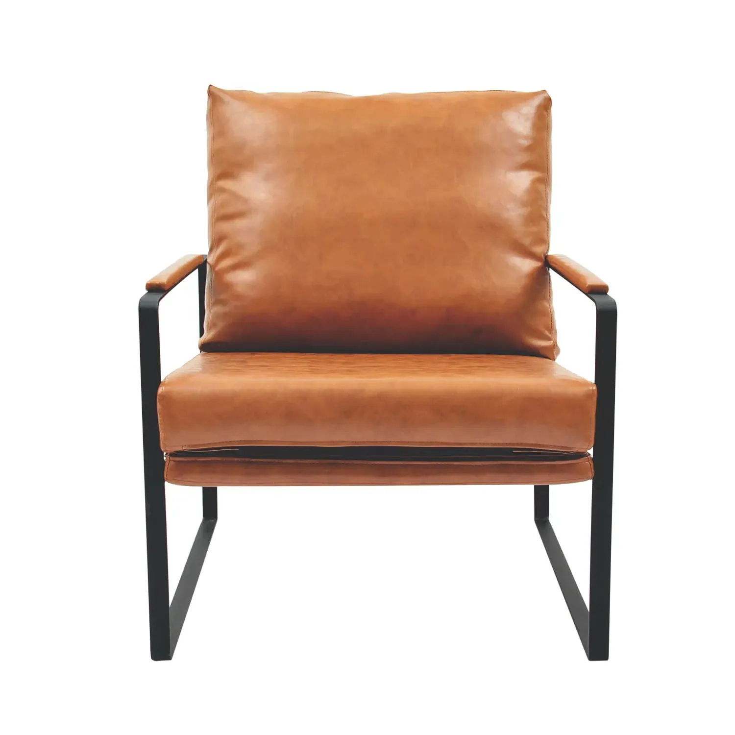 Poltrona Recepção Legacy PU Caramelo Com Base De Ferro