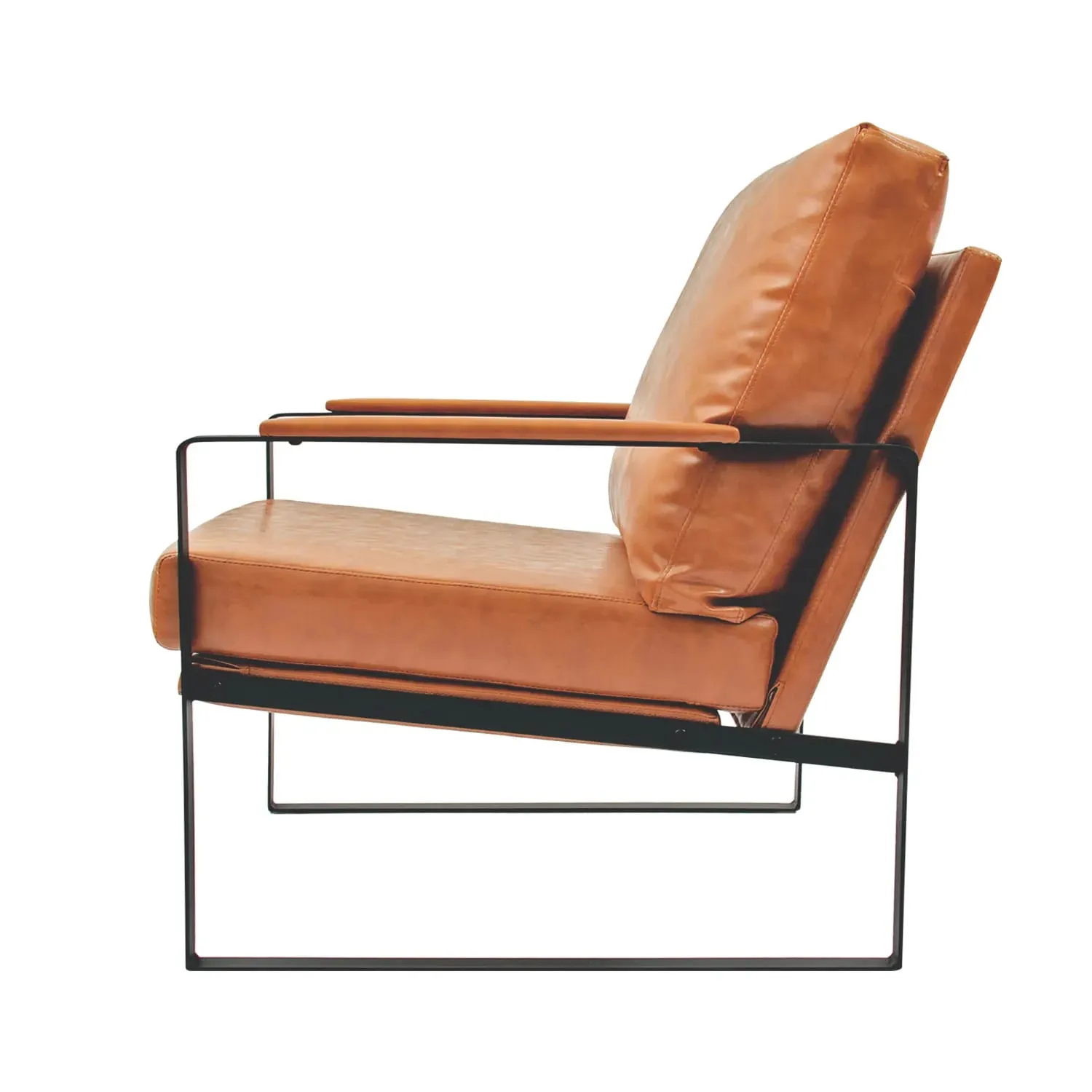 Poltrona Recepção Legacy PU Caramelo Com Base De Ferro