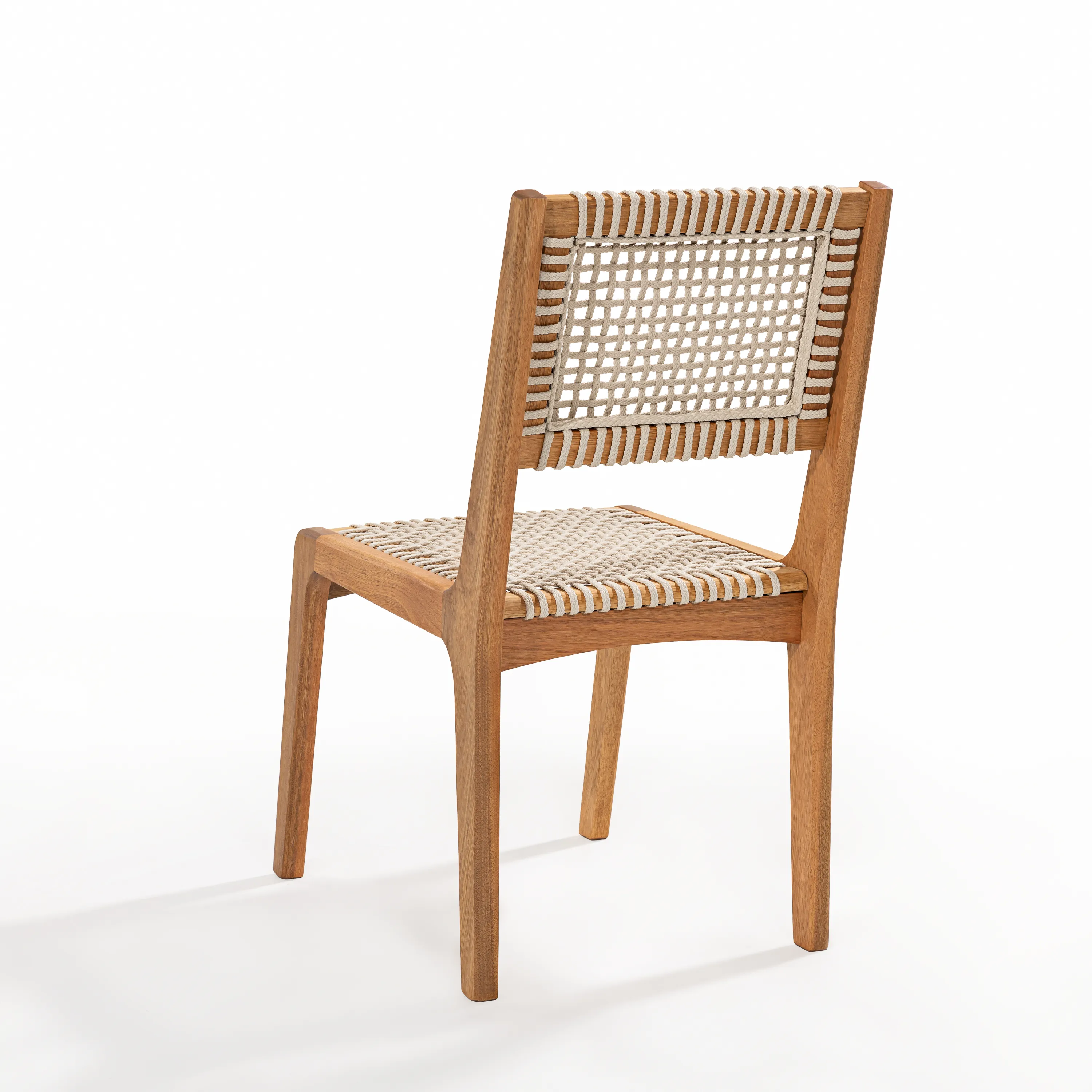 Cadeira de Jantar Sintra em Madeira Natural e Corda Náutica Areia - Design Exclusivo