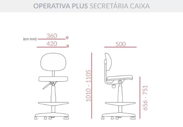 Cadeira Caixa Operativa Plus Secretária Ergonômica - Backplax - NR 17