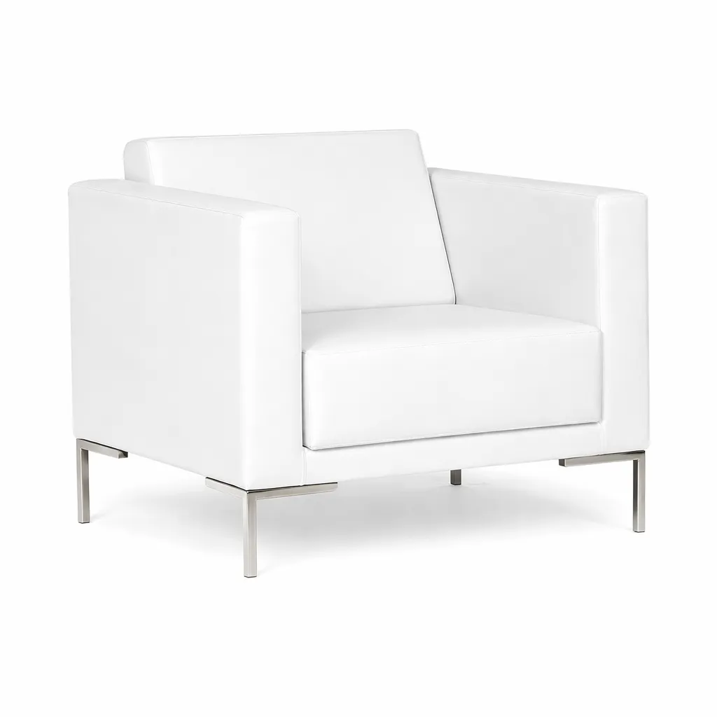 Sofá para Recepção Arezzo 1 Lugar - Couro Ecológico - Diversas Cores