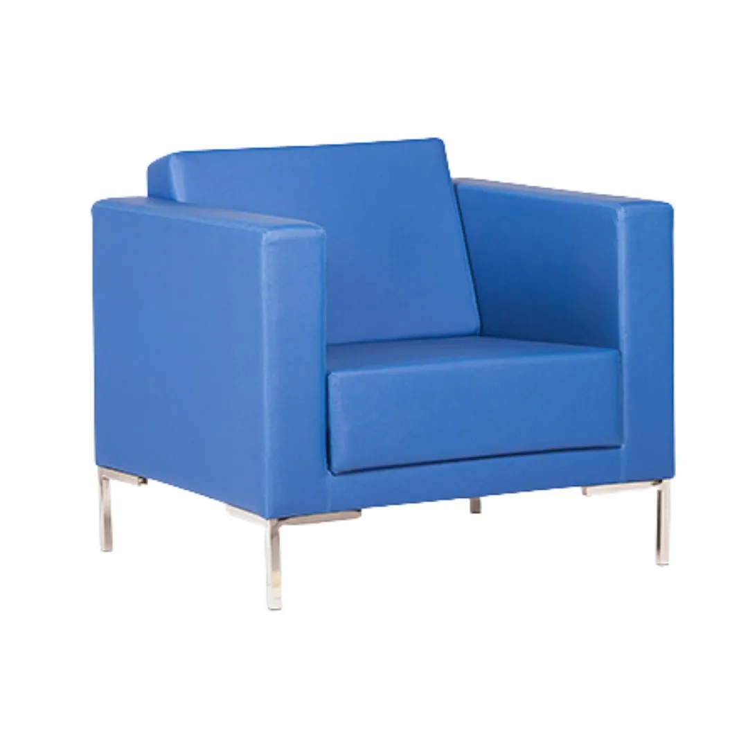 Sofá para Recepção Arezzo 1 Lugar - Couro Ecológico - Diversas Cores