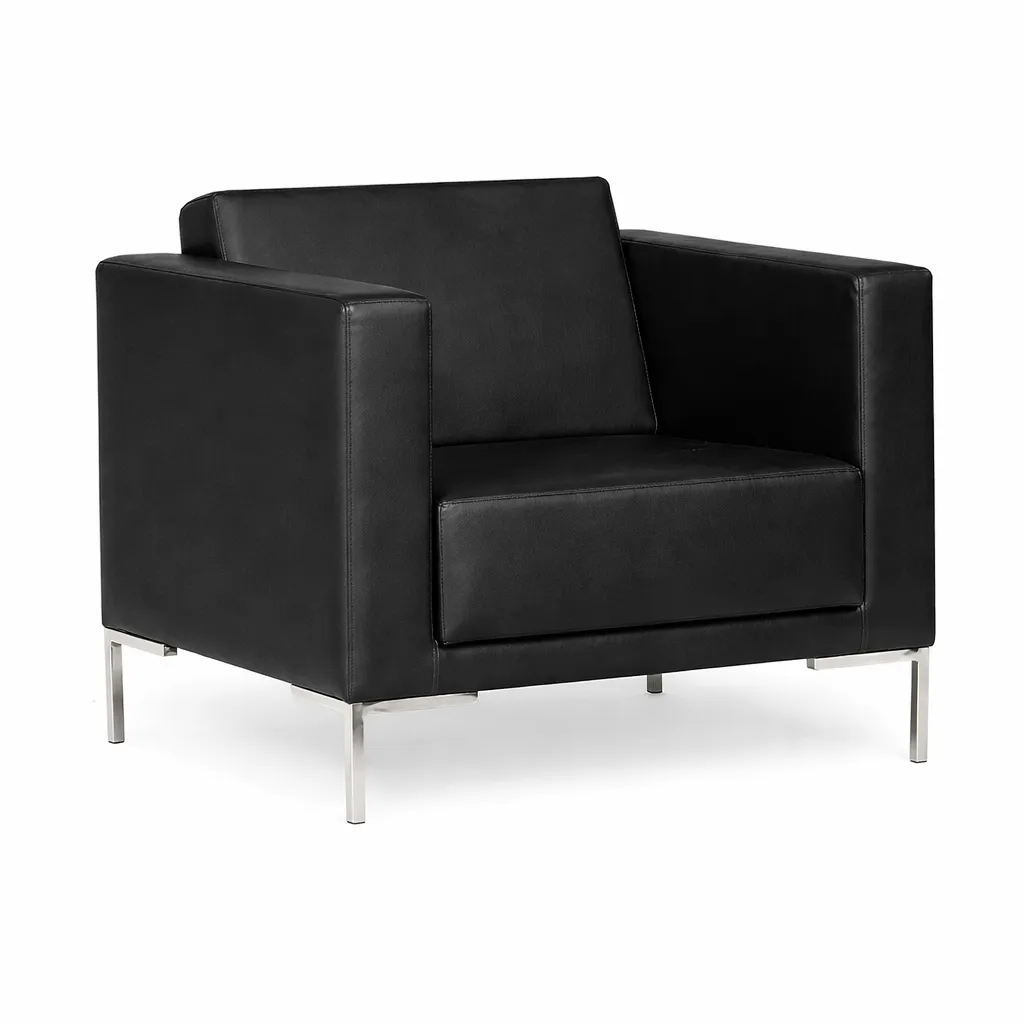 Sofá para Recepção Arezzo 1 Lugar - Couro Ecológico - Diversas Cores