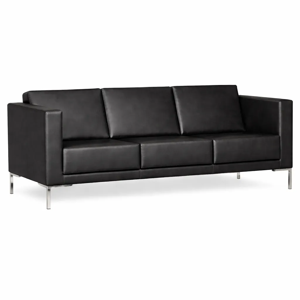 Sofá Para Recepção Arezzo 3 Lugares - Couro Ecológico - Diversas cores