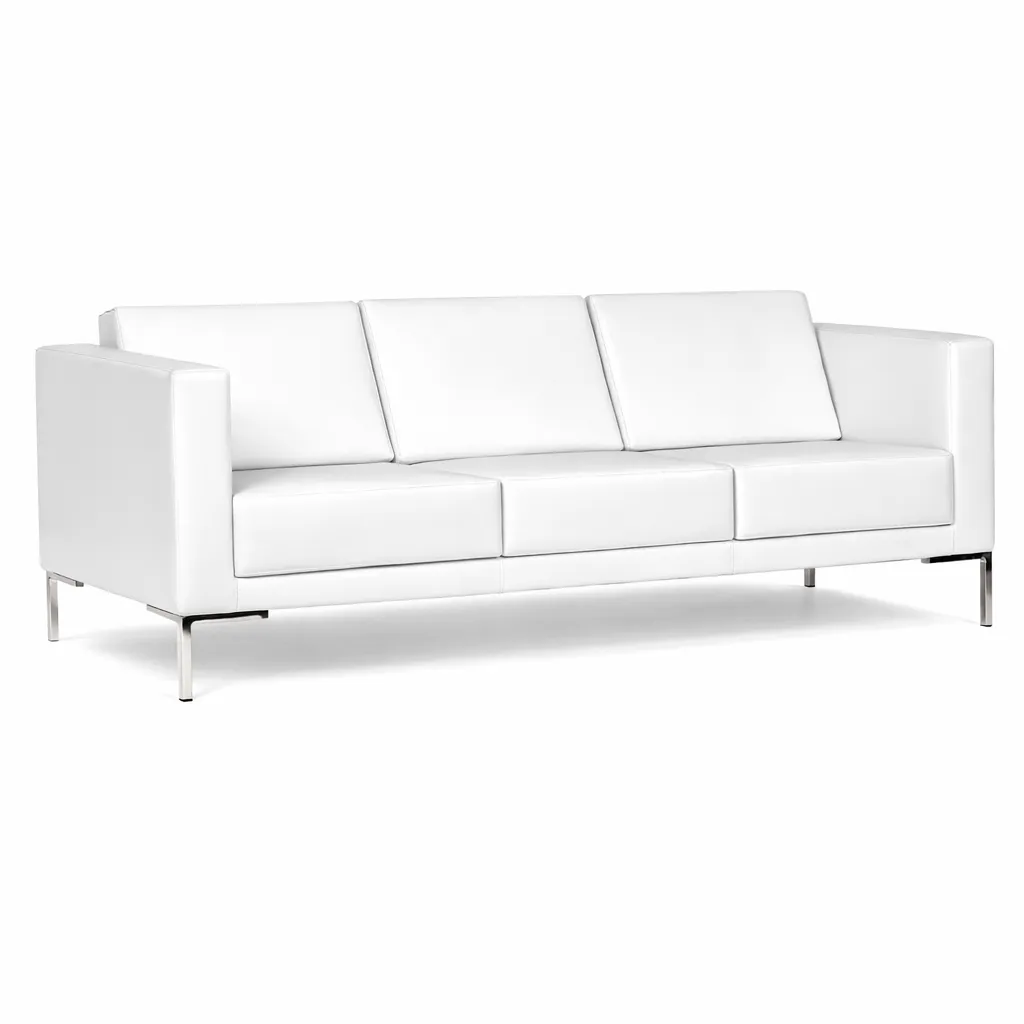 Sofá Para Recepção Arezzo 3 Lugares - Couro Ecológico - Diversas cores