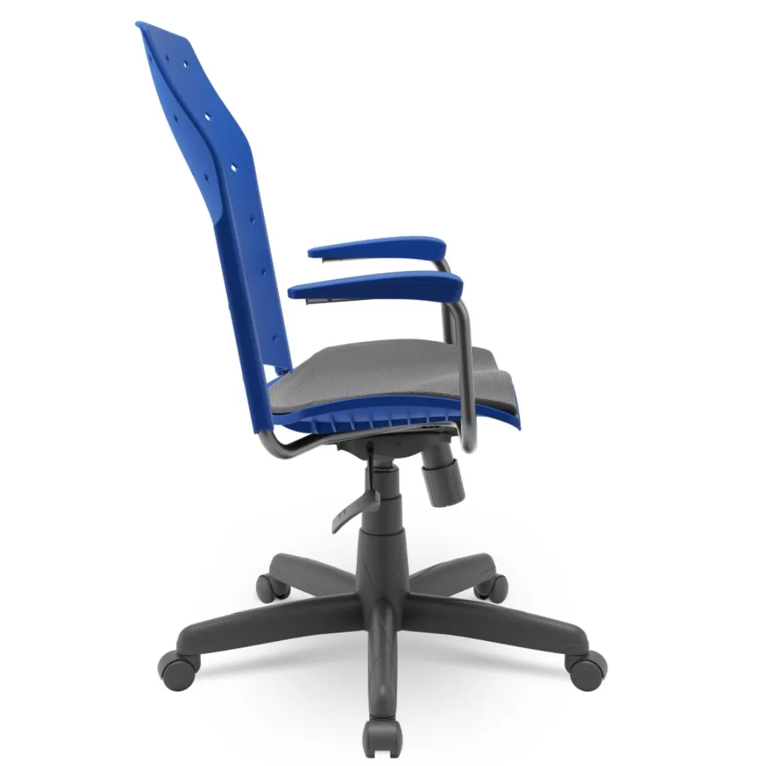 Cadeira Presidente Ergoplax Giratória Relax Com Braço - Assento Estofado - Azul