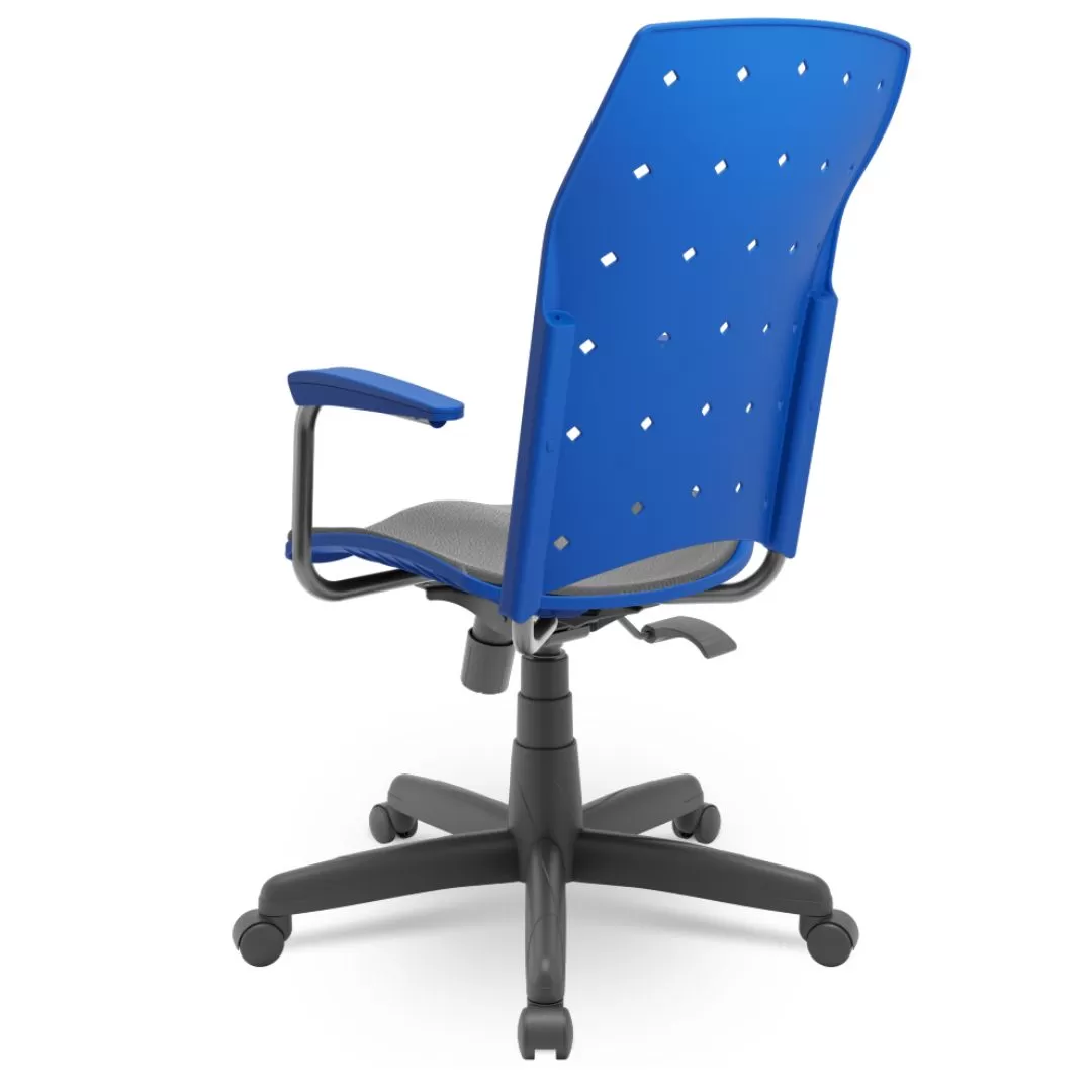 Cadeira Presidente Ergoplax Giratória Relax Com Braço - Assento Estofado - Azul