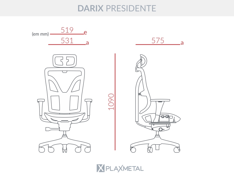 Cadeira Ergonômica Darix Presidente | Mecanismo Slider