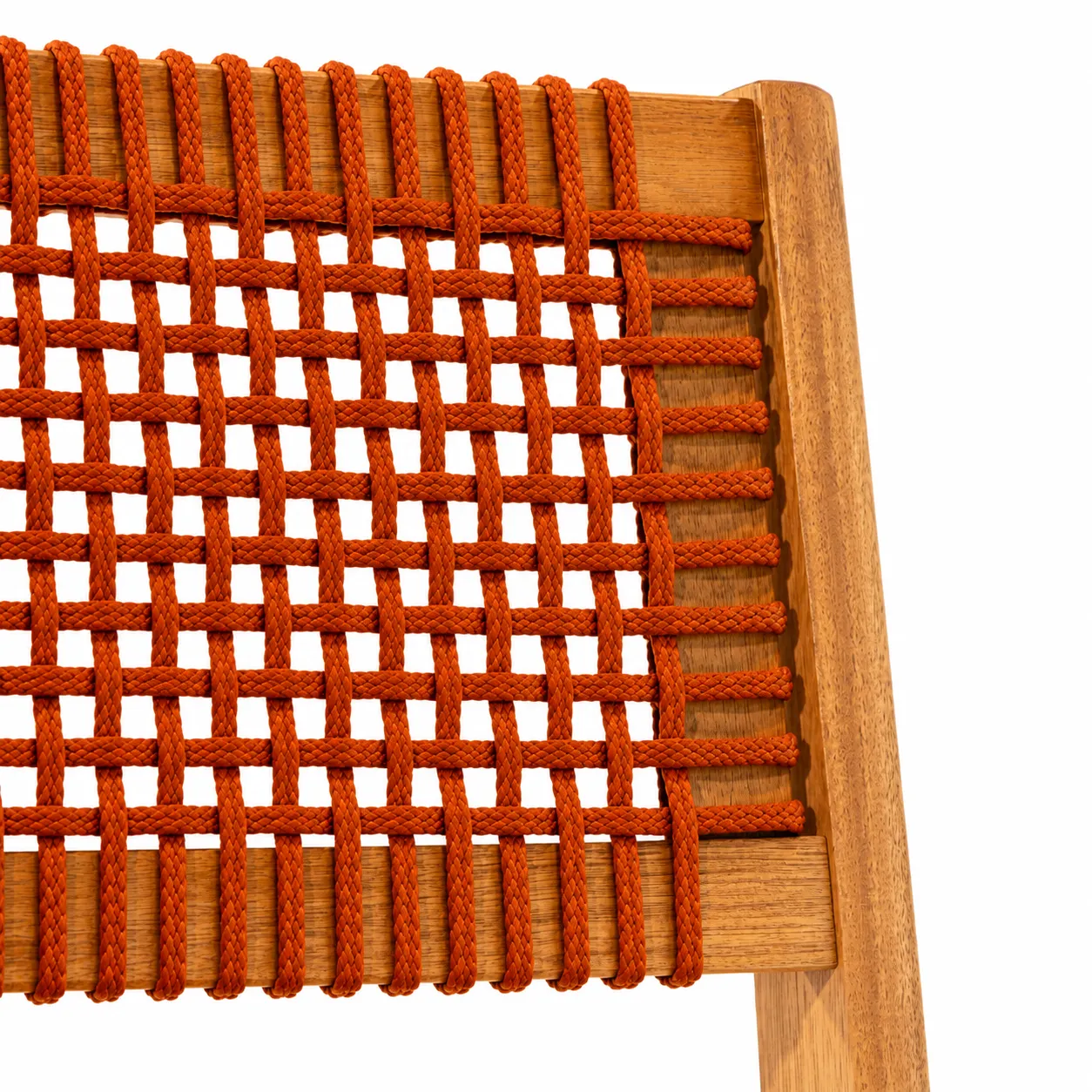 Cadeira de Jantar Sintra em Madeira Natural e Corda Náutica Terracota - Design Exclusivo
