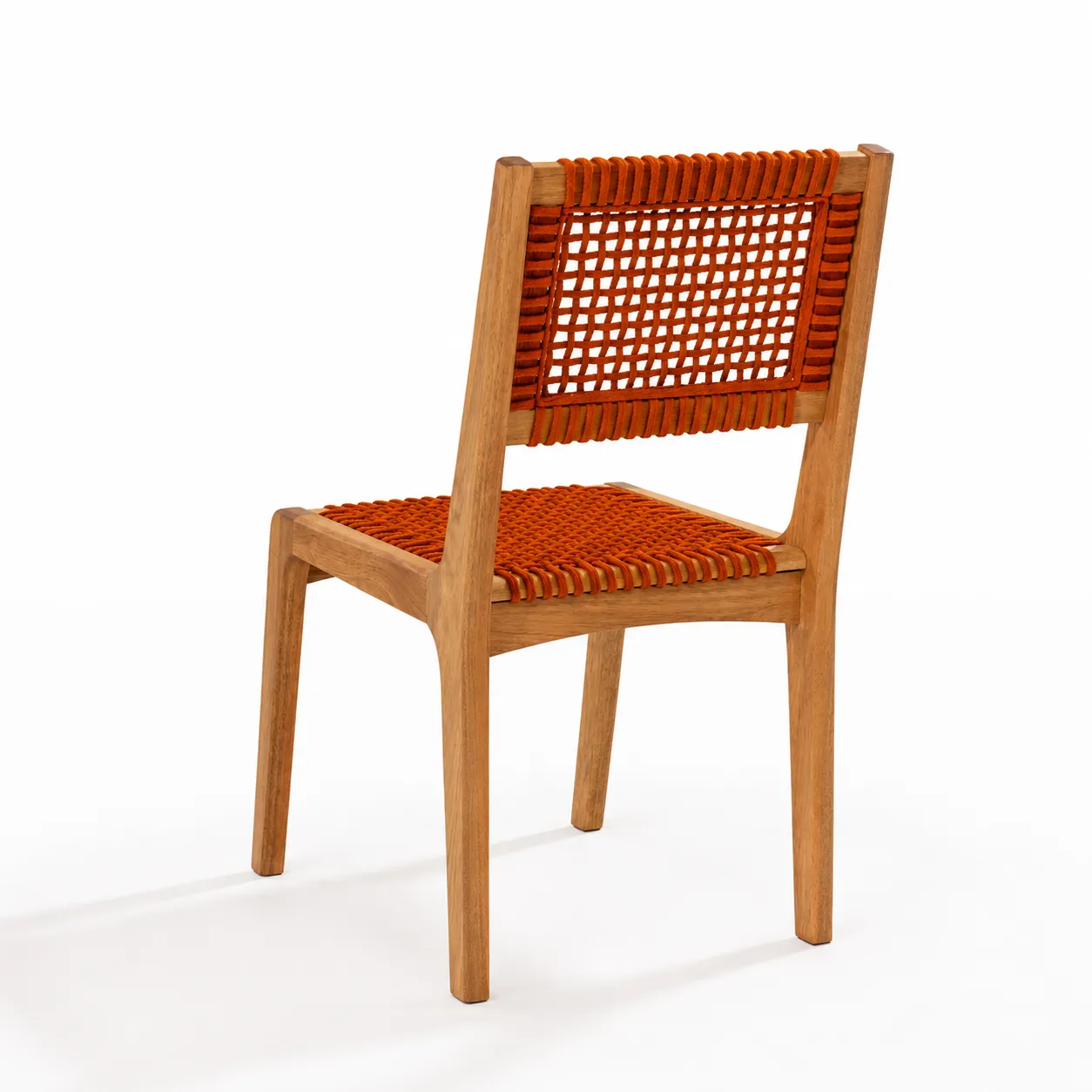 Cadeira de Jantar Sintra em Madeira Natural e Corda Náutica Terracota - Design Exclusivo
