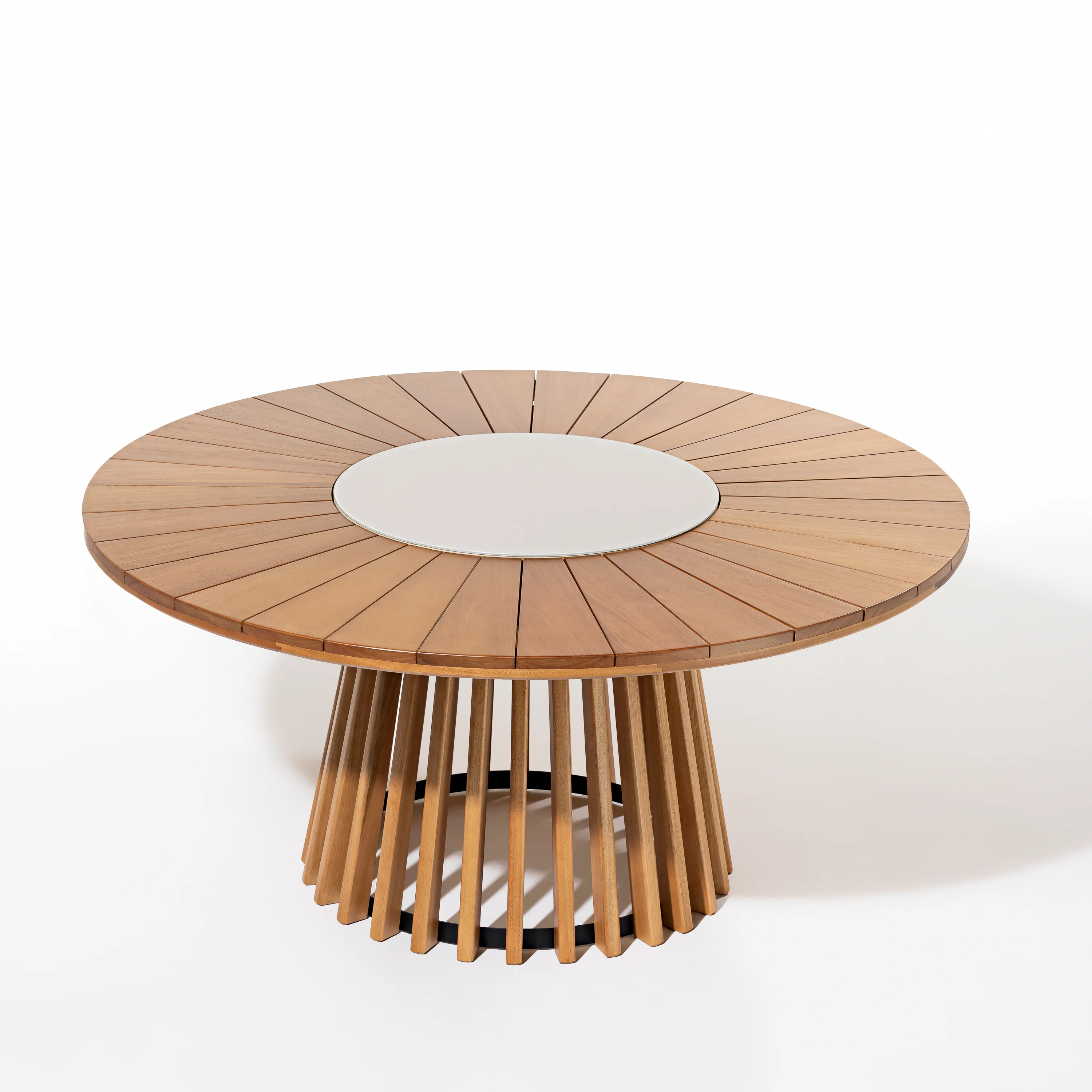 Mesa Redonda Paraty Base Cônica Ø 160 cm – Vidro Off White / Fendi