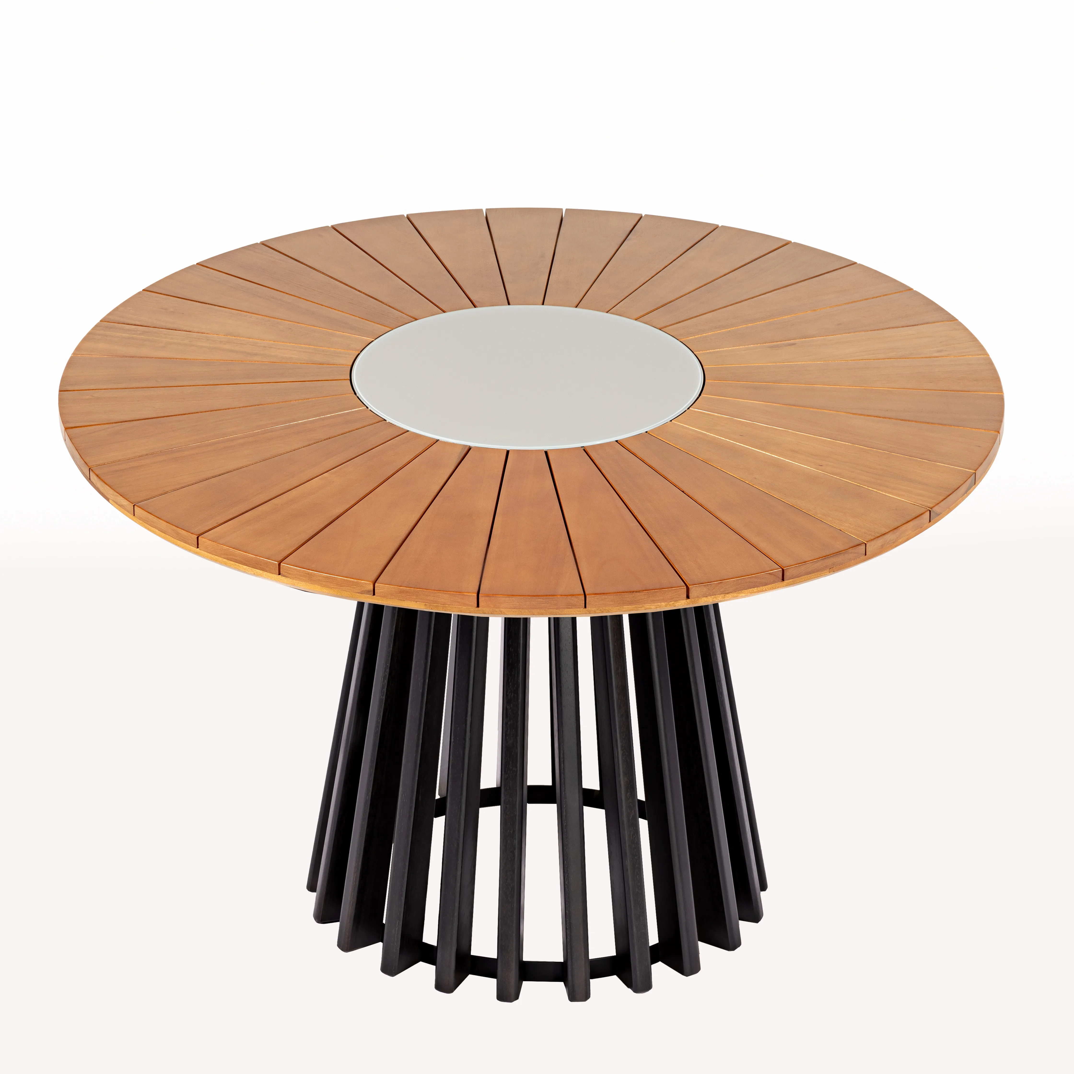 Mesa Redonda Paraty Base Cônica Ø 160 cm – Vidro Off White / Fendi