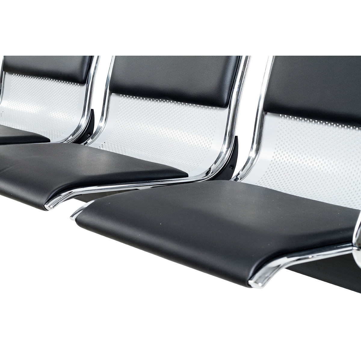 Cadeira Longarina Aeroporto Cromada 3 Lugares com Estofado - Diversas Cores