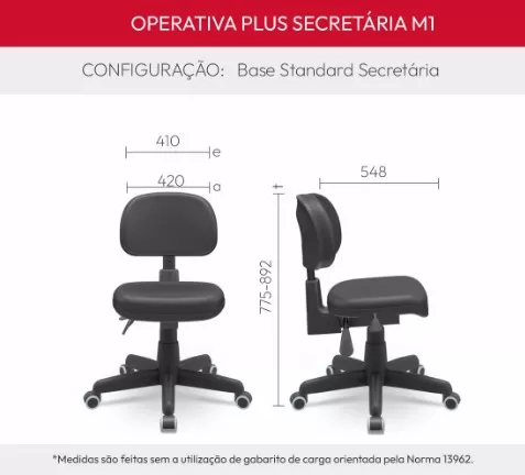 Cadeira Operativa Plus Secretária Ergonômica Com Braço - Backplax - NR 17