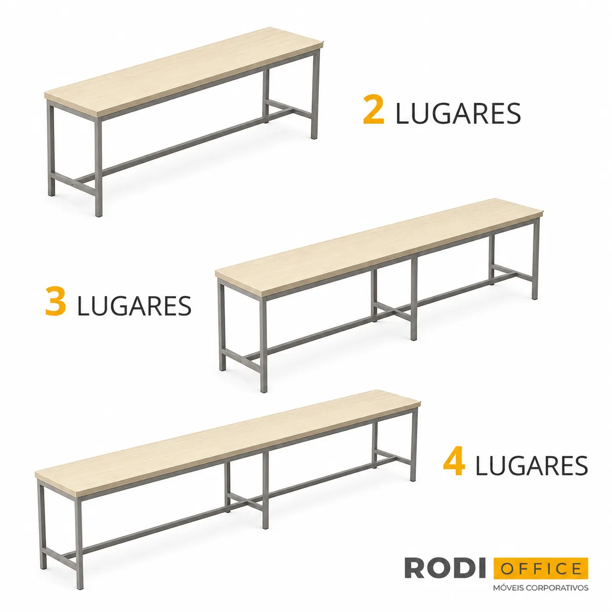 Banco Para Refeitório 4 Lugares - 2,60 X 0,30 I MDP 25mm Melamínico