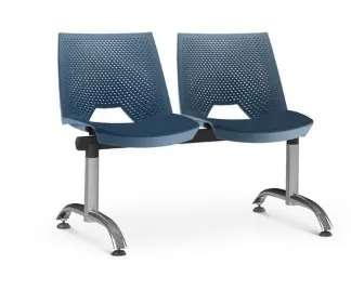 Longarina Polipropileno Strike 2 Lugares Pés Cromados - Areia