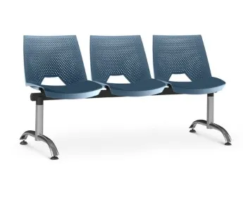 Longarina Polipropileno Strike 3 Lugares Pés Cromados - Areia