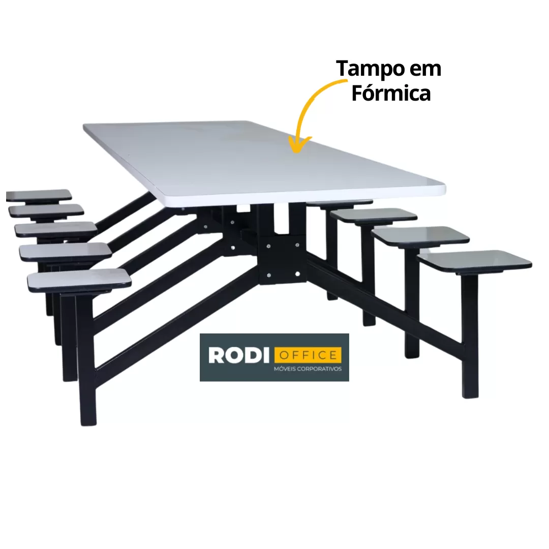 Mesa para Refeitório Industrial - 4 Lugares - MDF 30 mm | Fórmica - Barra W