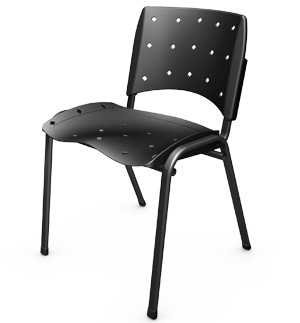 Cadeira Refeitório Ergoplax Empilhável | Assento Preto - Estrutura Preta