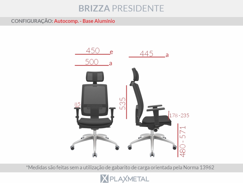 Cadeira Ergonômica Brizza Presidente Tela - Base Alumínio