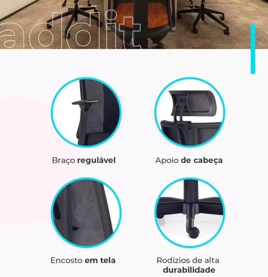 Cadeira Ergonômica Addit Alta - Mecanismo Evolution