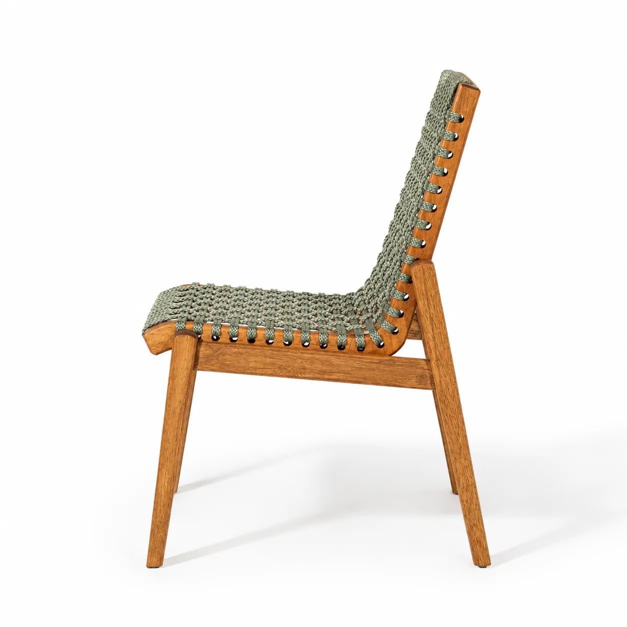 Cadeira Traço em Madeira Natural e Corda Náutica Verde Oliva - Design Moderno
