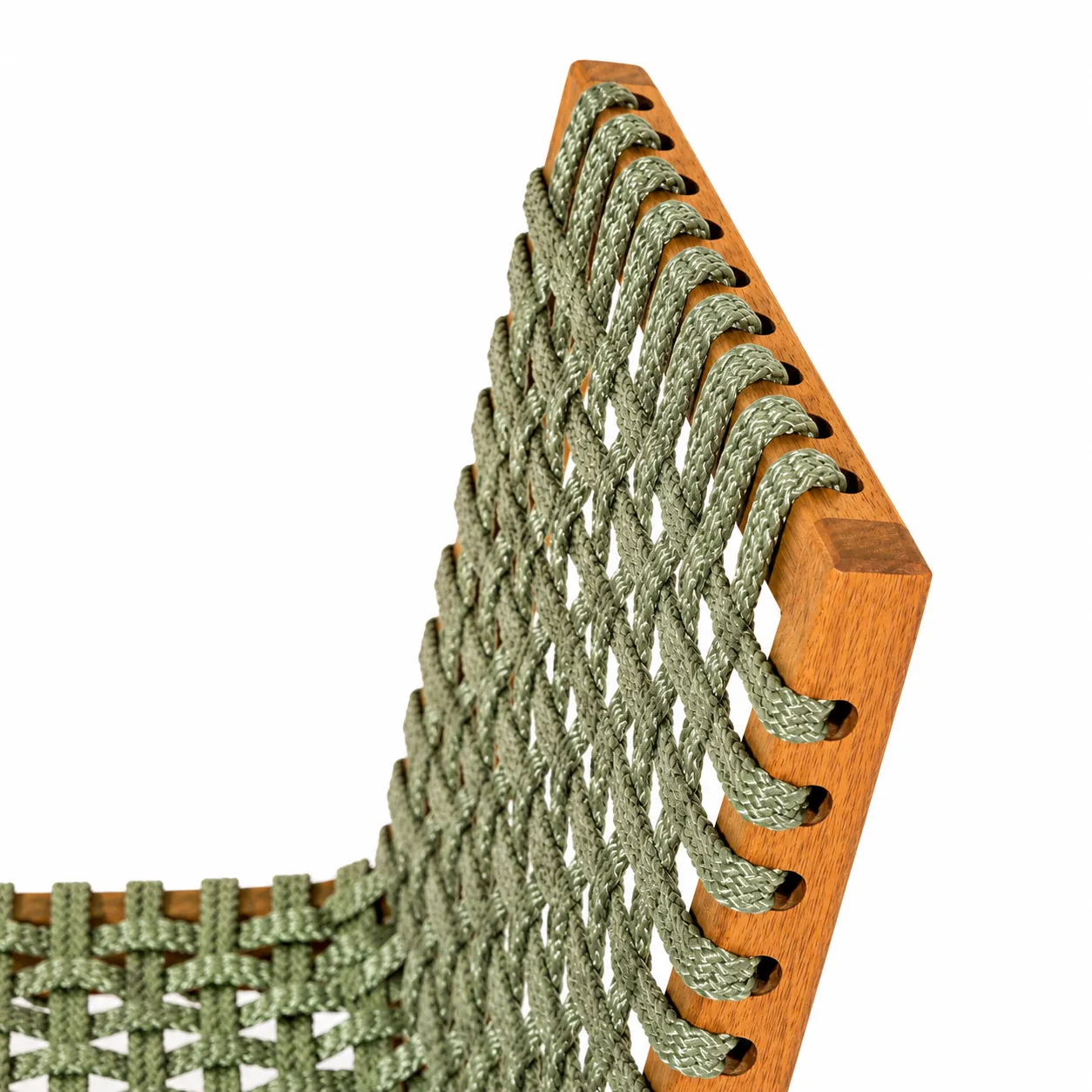Cadeira Traço em Madeira Natural e Corda Náutica Verde Oliva - Design Moderno