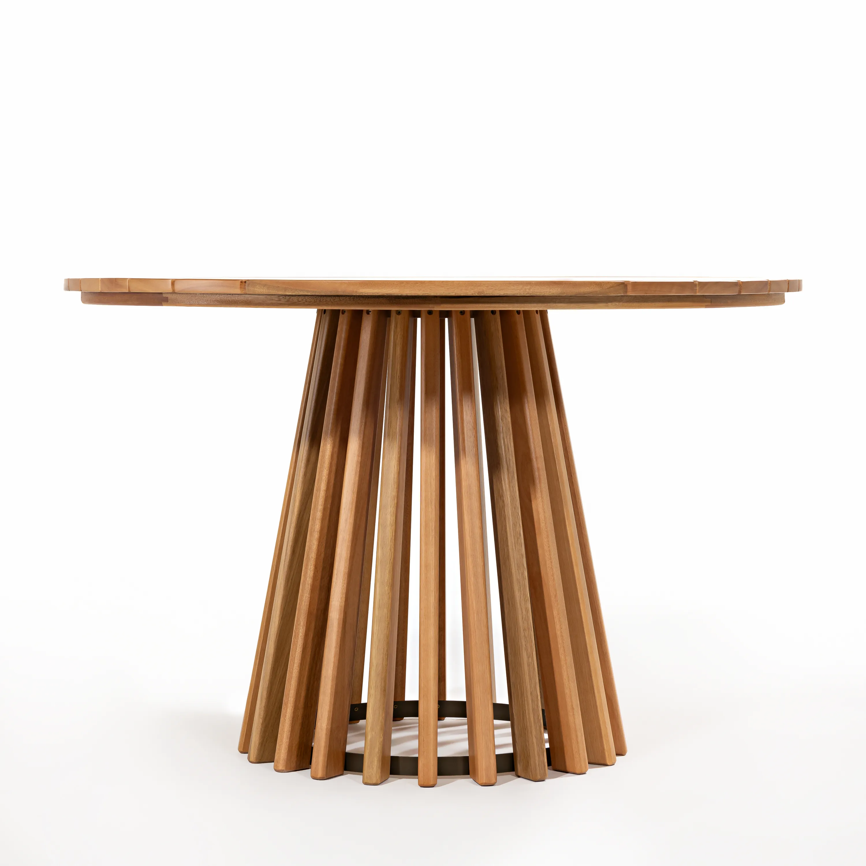 Mesa Redonda Maya 1,20cm Tampo Ripado – Verniz Mel