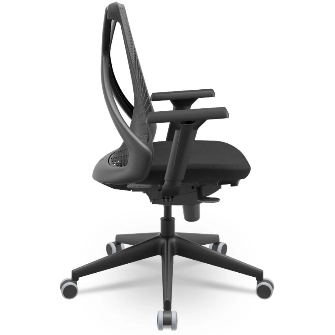 Cadeira Ergonômica BIX X+ Black - Syncron + Base Itália + Tela Preta - Assento Preto