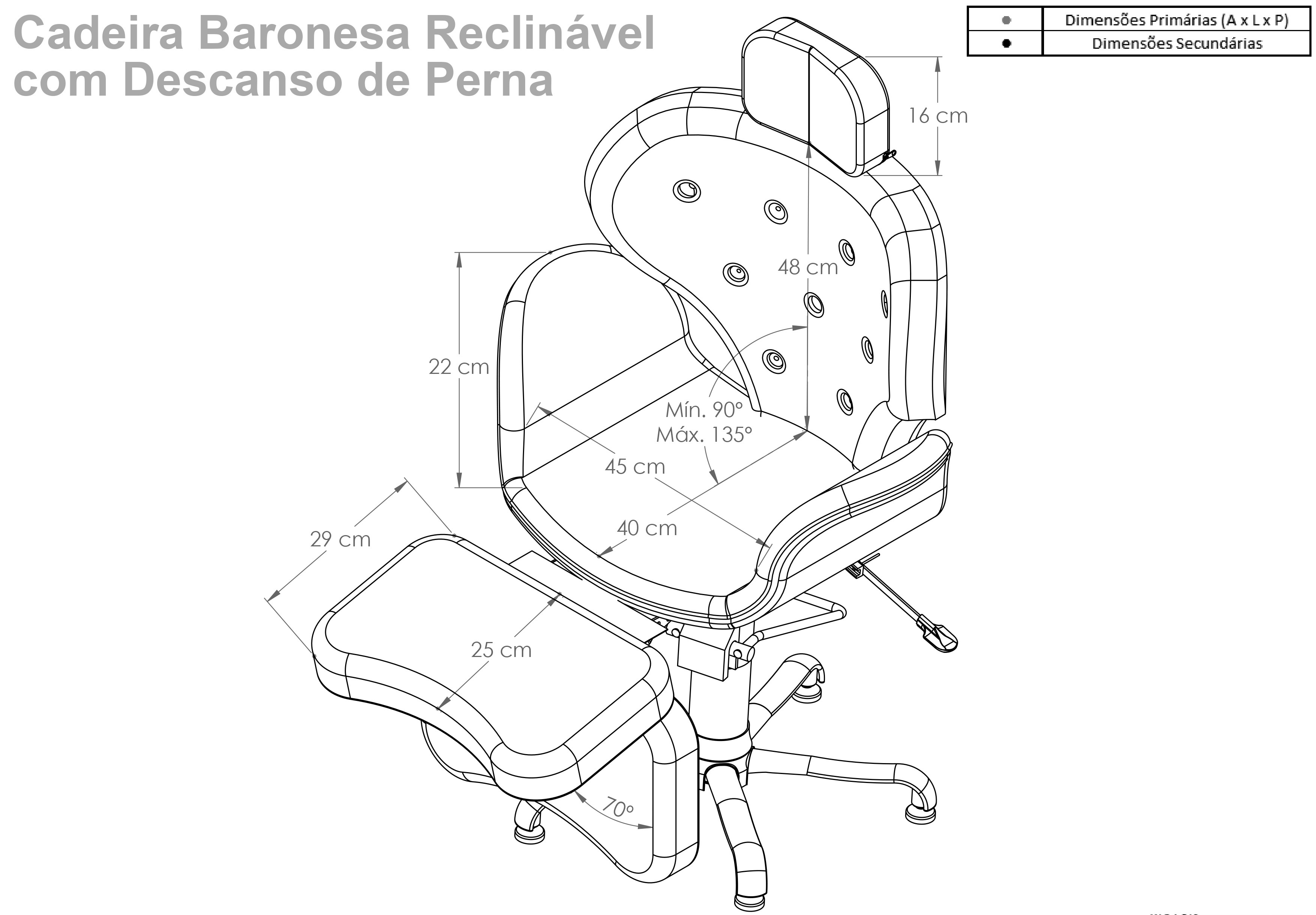 Cadeira de Cabeleireiro Baronesa Encosto Reclinável Com Descanso de Pernas