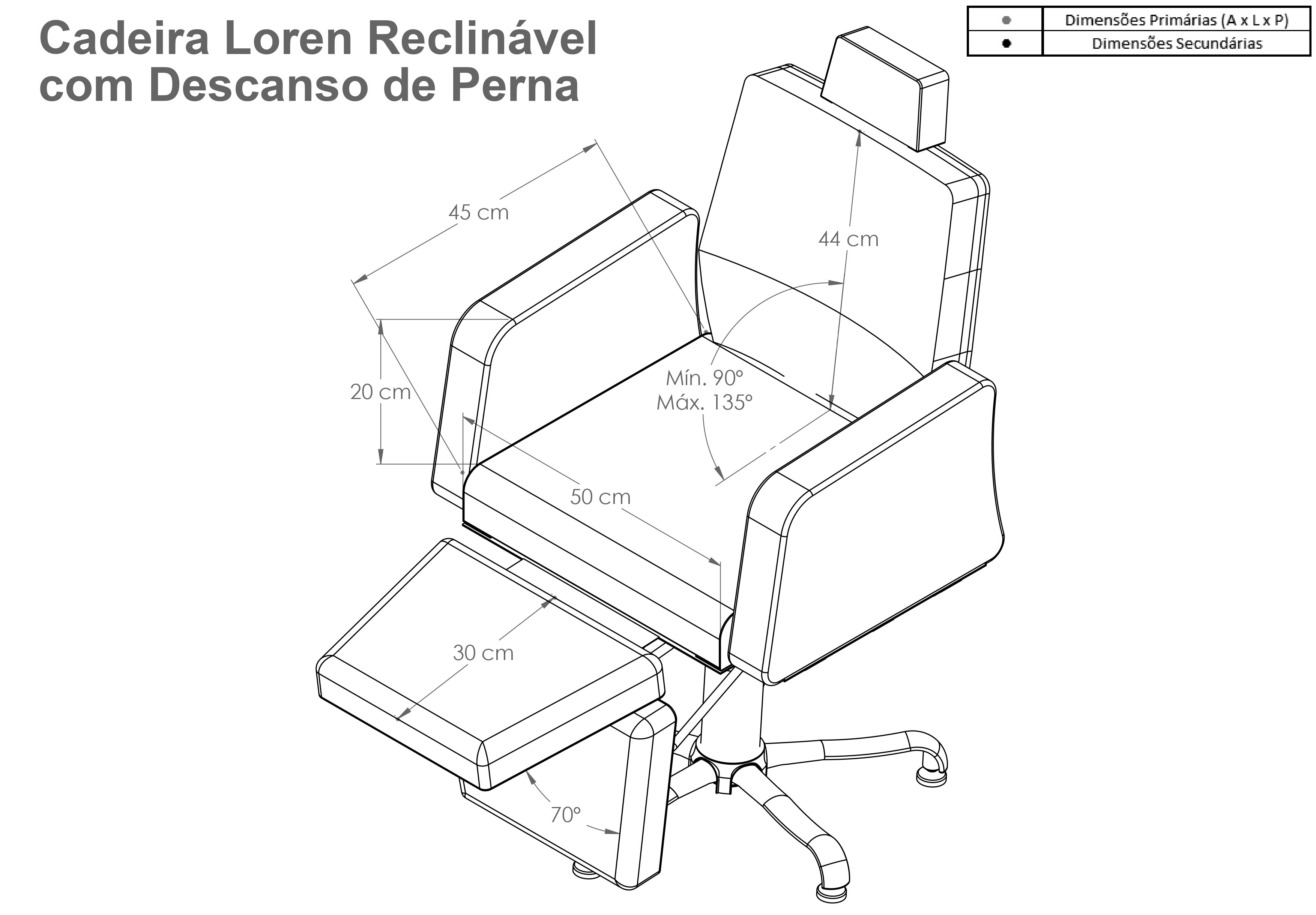 Cadeira de Cabeleireiro Loren Encosto Reclinável com Descanso de Pernas - Base Hidráulica