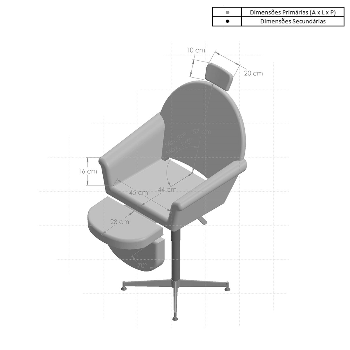 Cadeira de Cabeleireiro Velvet Encosto Reclinável com Descanso de Pernas - Base Hidráulica