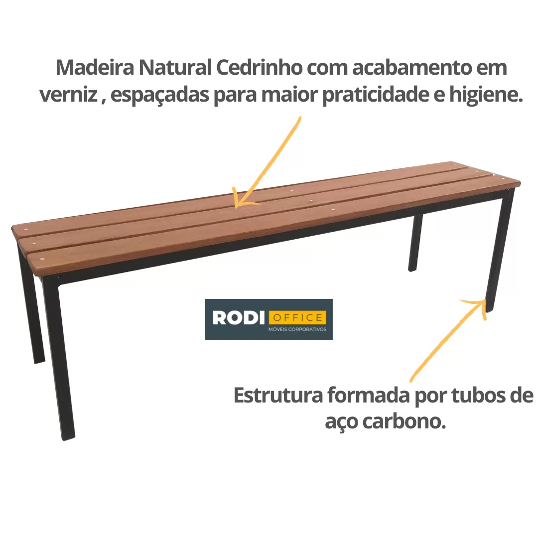 Banco Para Vestiário Slim 1,00 X 0,30 - 3 Ripas - Madeira Natural