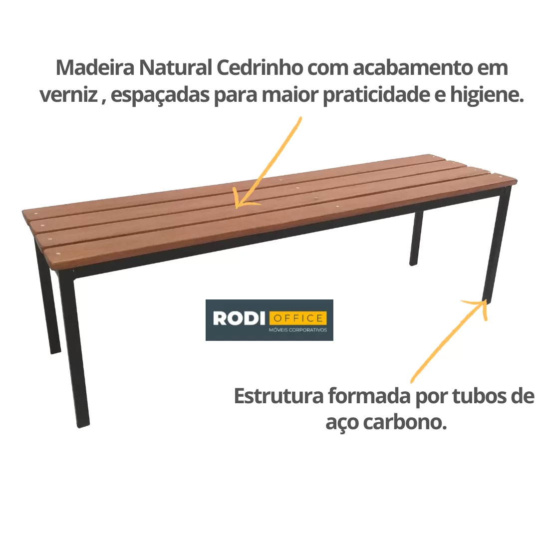 Banco Para Vestiário Slim 1,50 X 0,40 - 4 Ripas - Madeira Natural