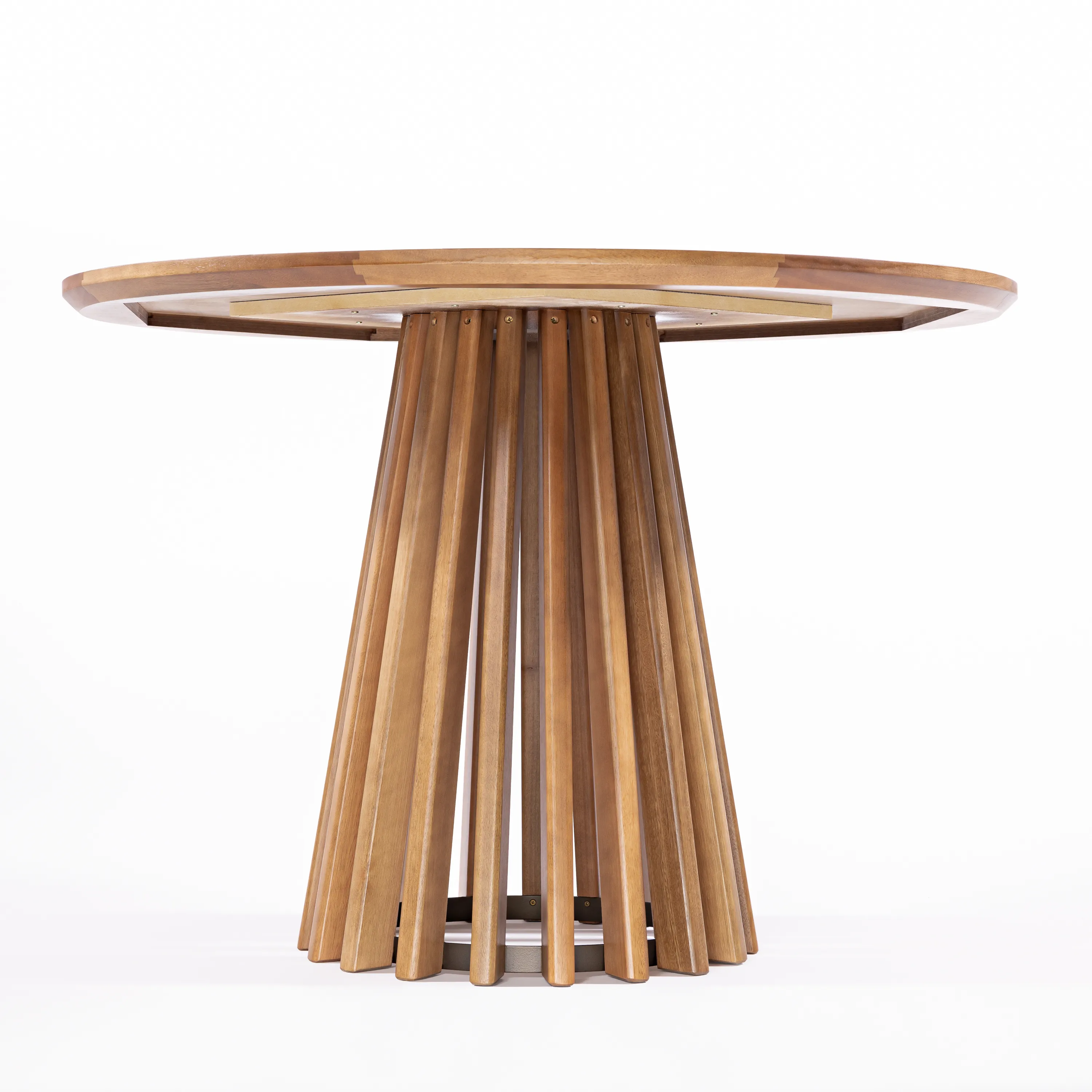 Mesa Redonda Michigan Ø 130 Cm Tampo Madeira - Verniz Avelã