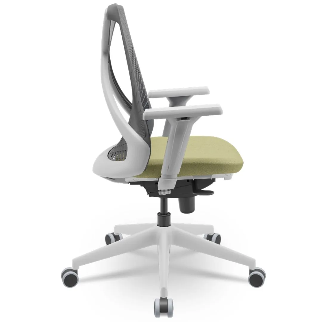 Cadeira Ergonômica BIX X+ Grey - Syncron + Base Itália + Tela Cinza - Assento Palha