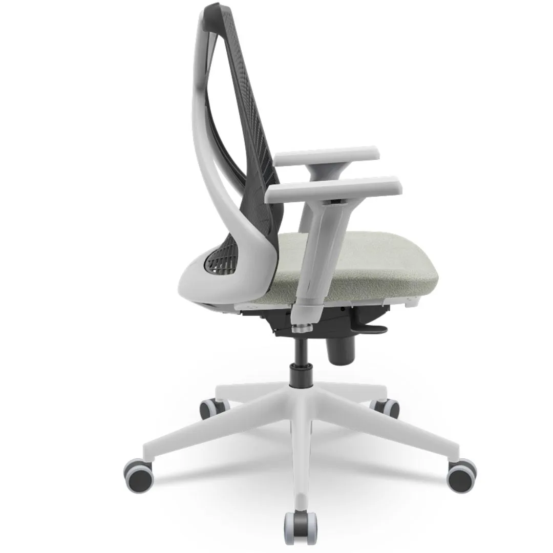 Cadeira Ergonômica BIX X+ Grey - Syncron + Base Itália + Tela Preta - Assento Cinza Claro