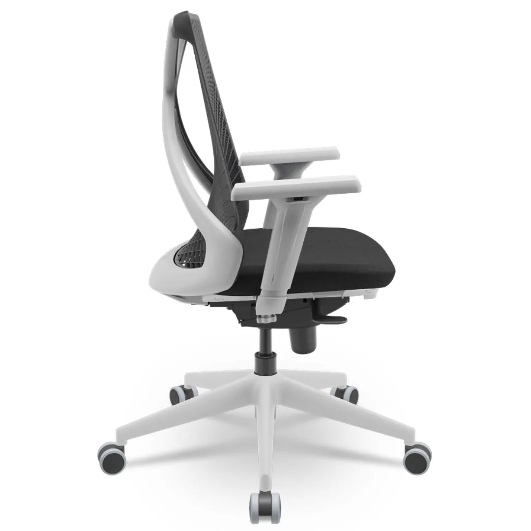 Cadeira Ergonômica BIX X+ Grey - Syncron + Base Itália + Tela Preta - Assento Preto